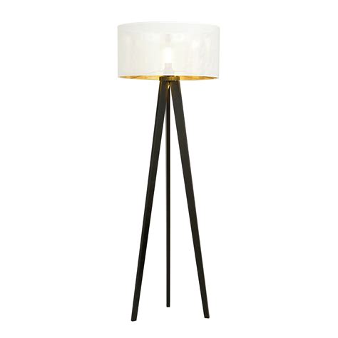 Skive 3-leg floor lamp with robust textile shade tube 1x E27 white and ...