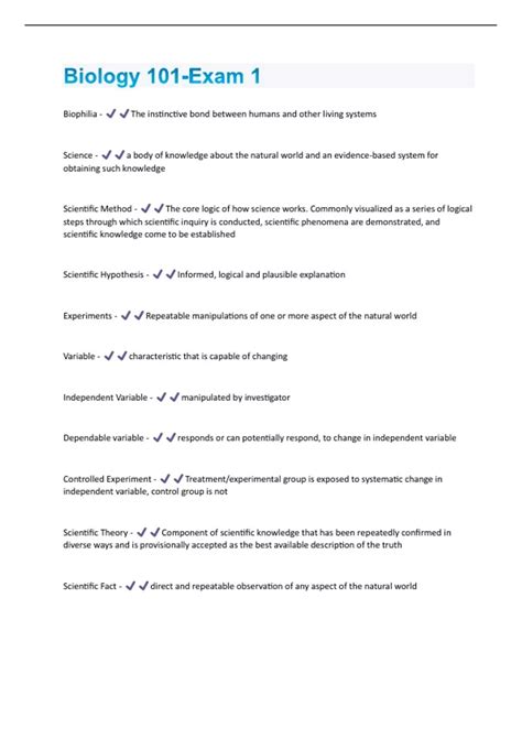 Biology 101-Exam 1 Questions and Answers(A+ Solution guide) - Biology ...