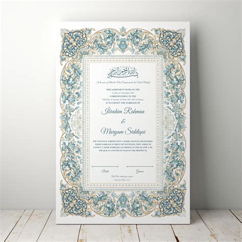 Diamond Blue Nikah Nama – Personalised Luxury | Framora