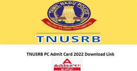 TNUSRB PC Hall Ticket 2022, Download TN Police Admit Card