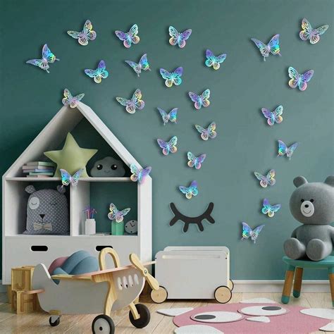 Laser Butterfly Wall Decor,48Pcs 2 Styles 3 Sizes,Removable Butterflies ...