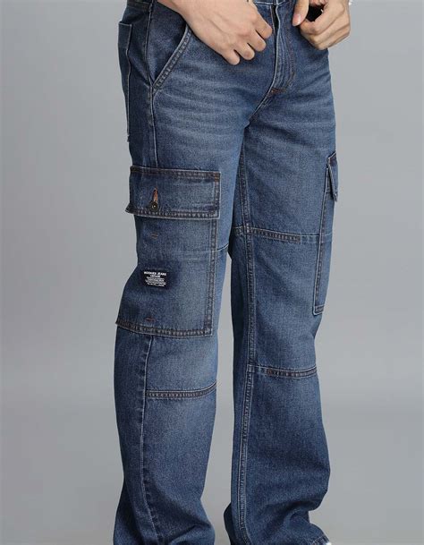 Med Blue Loose Fit Denim Cargo Pant – ROOKIES