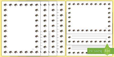 Black and White Bee Full Page Borders (teacher made)