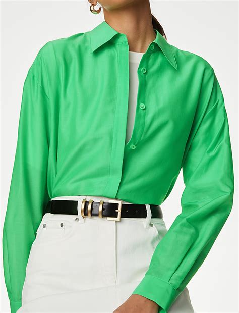 Buy Silk Blend Collared Relaxed Shirt at Marks & Spencer