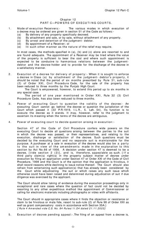 Powers OF Executing Courts - Volume-1 Chapter 12 Part-C Chapter 12 PART ...