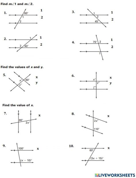 Transversal And Parallel Lines Worksheet Answer – Printable PDF Template