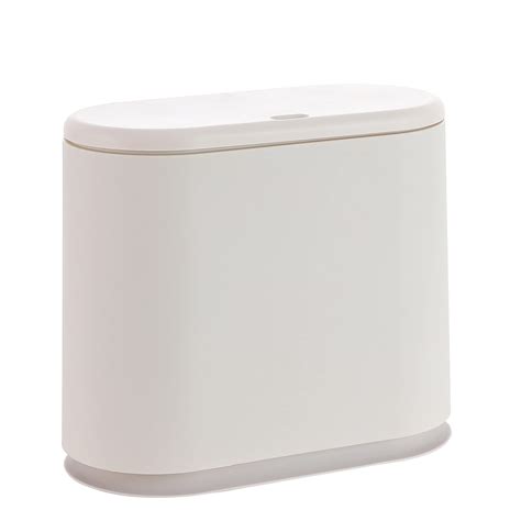 Baosia 8 Liter White Rectangular Plastic Trash Can Wastebasket with ...