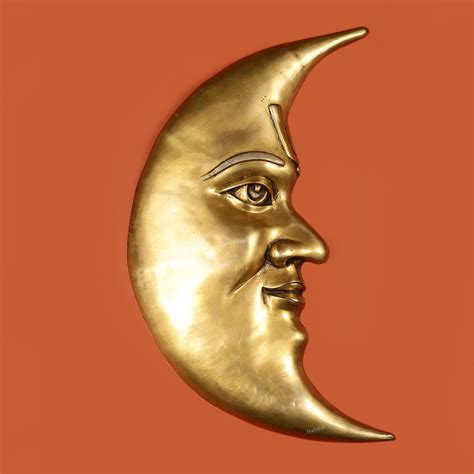 Large Brass Wall Hanging Moon (Chandra) – 23" – Budhshiv.com