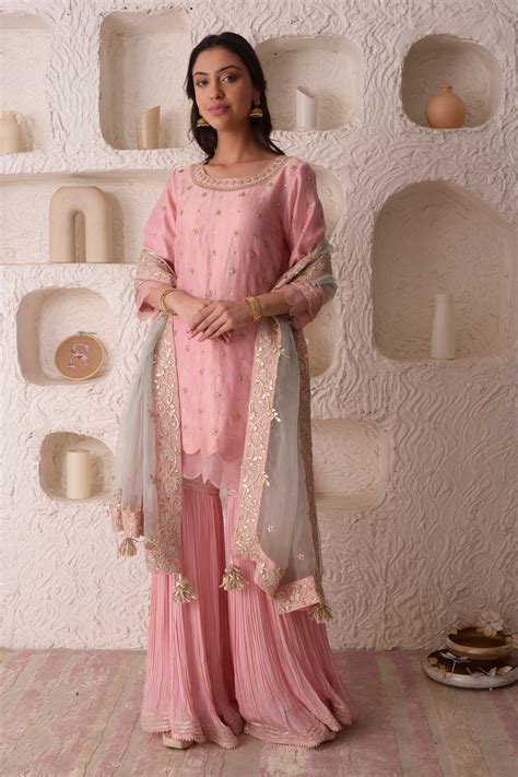 Blush Pink Tissue Kurta Set – Surabhi Arya