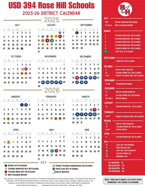 Rose Hill Schools USD 394 Calendar 25-26 Revised [pdf] - EduCounty
