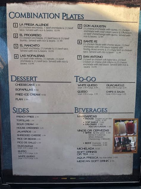 Menu at Taqueria San Miguel - Benton Rd restaurant, Bossier City