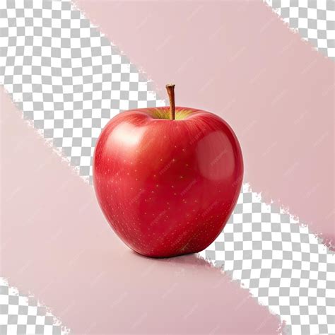 A transparent background showcases a fresh healthy apple with a bite ...