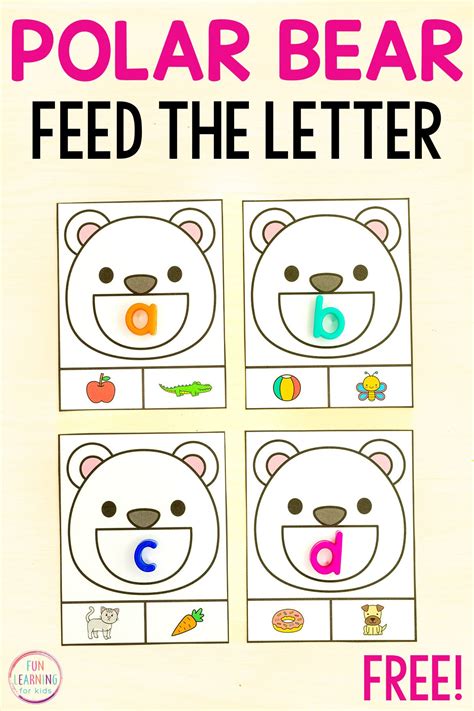 Feed the Polar Bear Beginning Sounds Task Cards | Polar bears preschool, Polar animals preschool ...