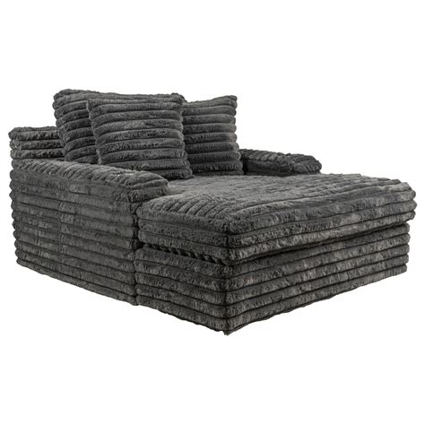 Moore Furniture Bellini Chaise Lounger with Cupholders in Cloud Dark ...