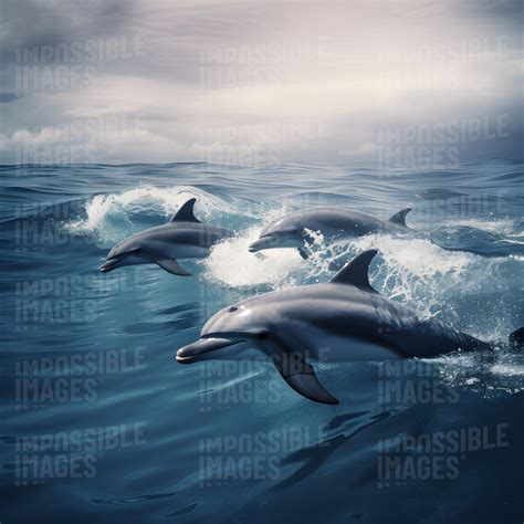Dolphins swimming in the ocean - Impossible Images - Unique stock images for commercial use.