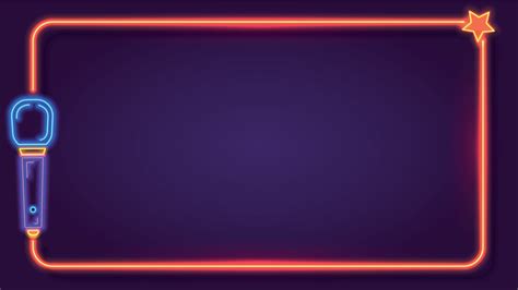 Night neon karaoke frame for song lyrics with microphone. Music bar ...