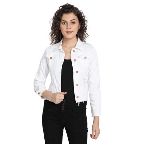 Buy Denim Latest Stylish White Jacket for Womens at Amazon.in
