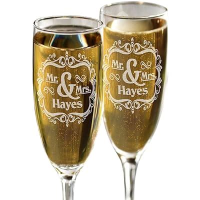 Classy Mr and Mrs Personalized Champagne Glasses Set India | Ubuy