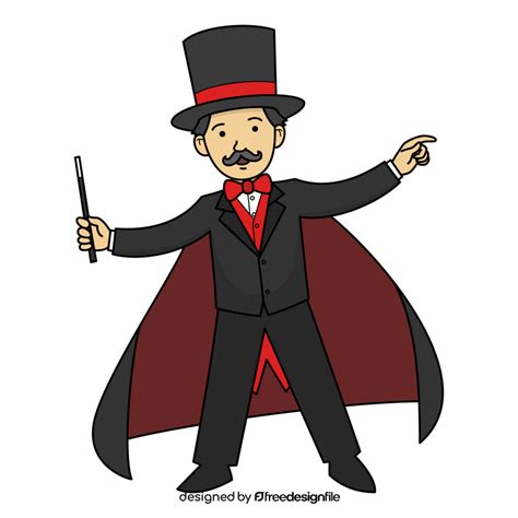 A cute clipart image of a magician wearing a top hat and cape, holding ...