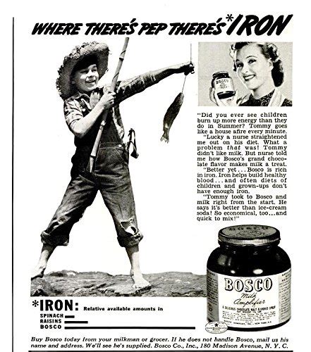 Buy ORIGINAL *PRINT AD* 1940 BOSCO MILK AMPLIFIER " Where There's PEP ...