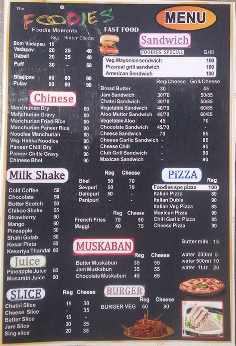 Menu at The Foodies Fast Food, Mehsana