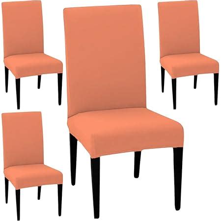 HOTKEI Pack of 4 Peach Color Dining Table Chair Cover Stretchable ...