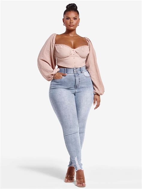 Plus Size High Rise Destructed Curvy Fit Skinny Jeans | Fashion to Figure