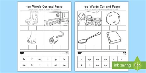 Long and Short -oo Digraphs Cut and Paste Worksheet