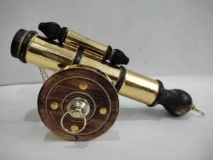 AS Wooden Handicraft Pure Wood Brass Cannon Tope // Decorative Wooden ...