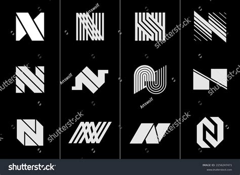 Set Modern N Letter Logo Minimalist Stock Vector (Royalty Free ...