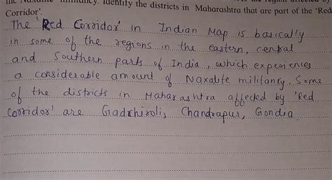 on the map of India locate the red corridor that describe the region ...