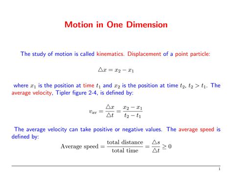 SOLUTION: Motion in One Dimension Physics - Studypool