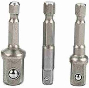 ADAWAT Steel Socket Adapter Hex Shank to 1/4" 3/8" 1/2" Extension Drill ...
