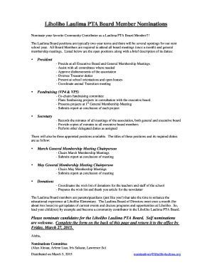 Fillable Online liholiholaulima PTA nomination form - Liholiho Laulima ...