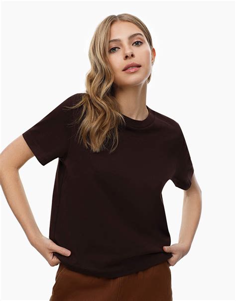 Коричневая базовая футболка Straight из джерси GKT020435-6 купить по ...