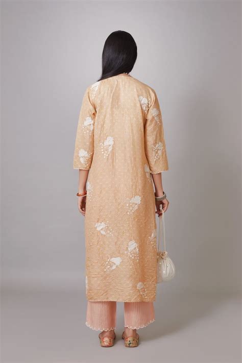 Buy - Kora peach silk kurta set | Elan Store