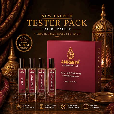 AMREEYA Dubai Made Eau De Parfum Tester Pack – 4 Premium Fragrances ...