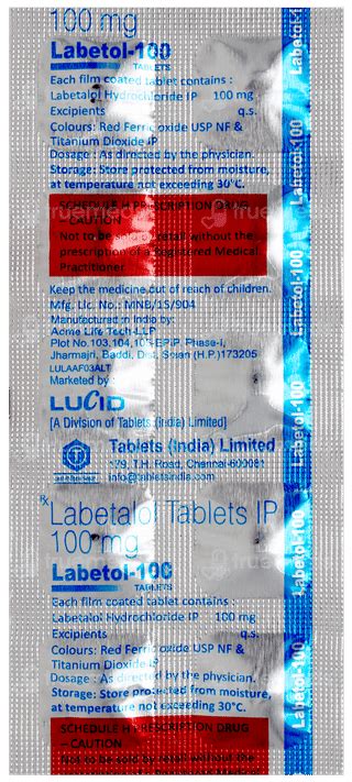 Labetol 100 Mg Tablet 10 - Uses, Side Effects, Dosage, Price | Truemeds