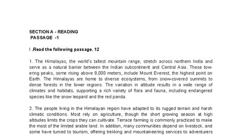 Class 12 Reading Passage Analysis and Questions - Studocu