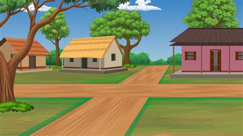 A cartoon village background of four way road vector design | Premium ...