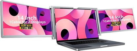 RIITEK 14” FHD 1080P Portable Tri-Screen Monitor for 15-17" Laptop with ...