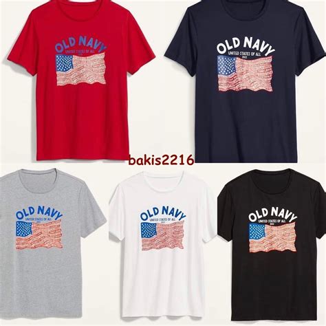 OLD NAVY Men's US Flag 2023 T-SHIRT, Sz S to 3XL Red, Gray, N.Blue ...