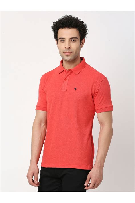Men Peach Melange Cotton Polo T-Shirt – VIP (India)