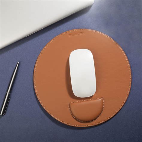 CLADD INTERNATIONAL Vegan Leather Round Mouse Pad Wrist Rest ...