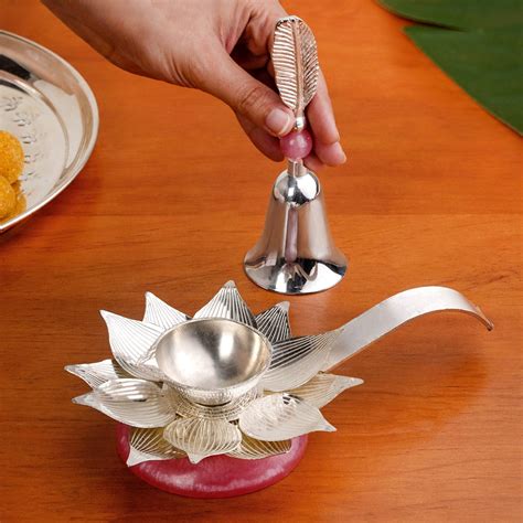 Lotus Diya And Ghanti Set Online - Premium Devotion | Nestasia