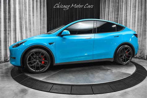 Used 2022 Tesla Model Y Performance SUV Autopilot! Miami Blue Wrap! T Sportline Wheels! Carbon ...