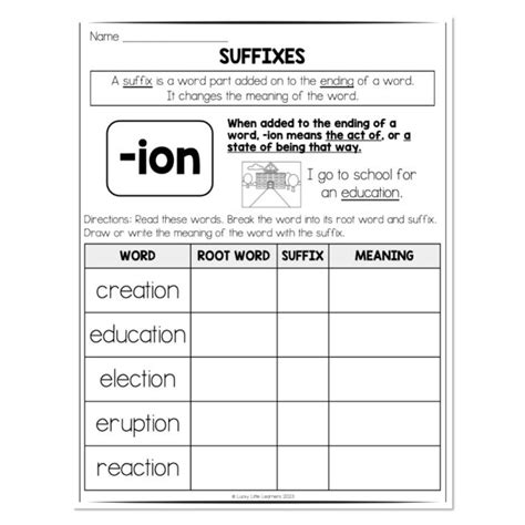 Multisyllable Words Book - Suffixes - ION - Explanation and Meaning ...