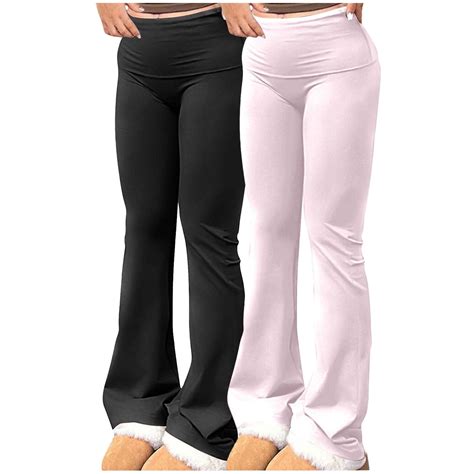 Bcresic 2 Pack Womens Flare Pants Elastic High Waist Leggings Sports ...