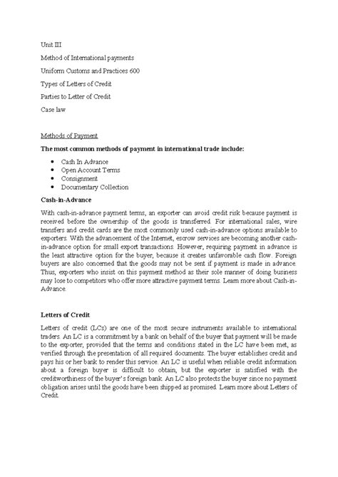 Unit 1 - ICL: Formation of International Sales Contracts and Legal ...