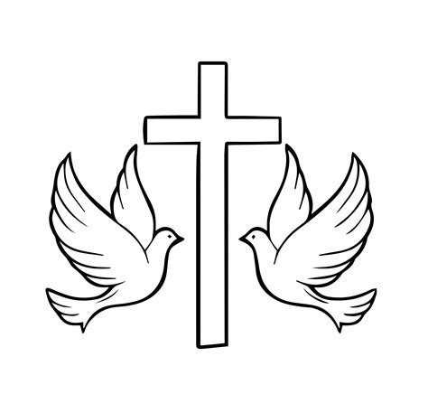 Christian Cross With Doves | Instant Downloads | Black & White Digital ...